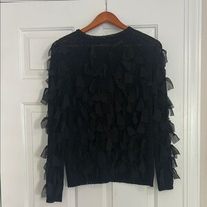 English Factory Black Ruffled Long Sleeve Blouse